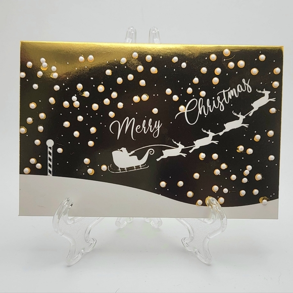 Merry Christmas Gold and White Small Card